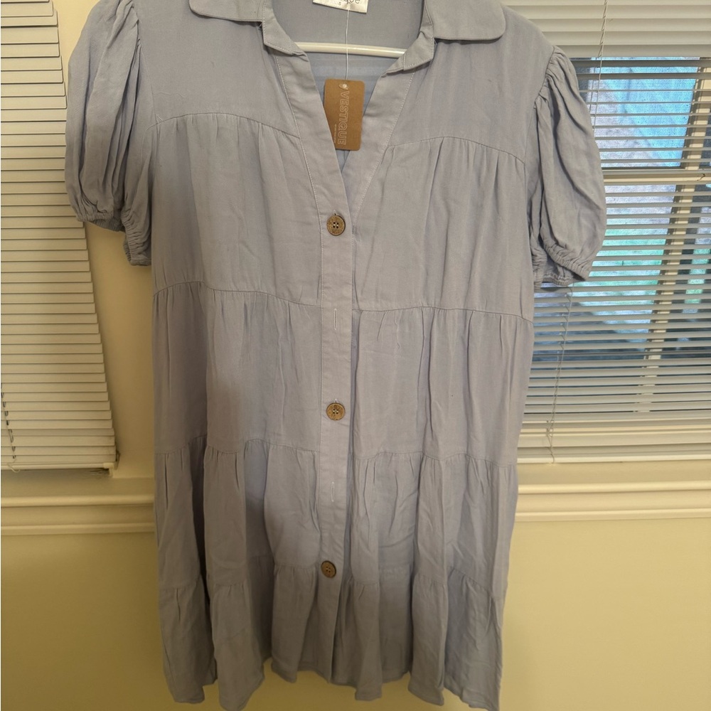 Light Blue Button-Down Dress
